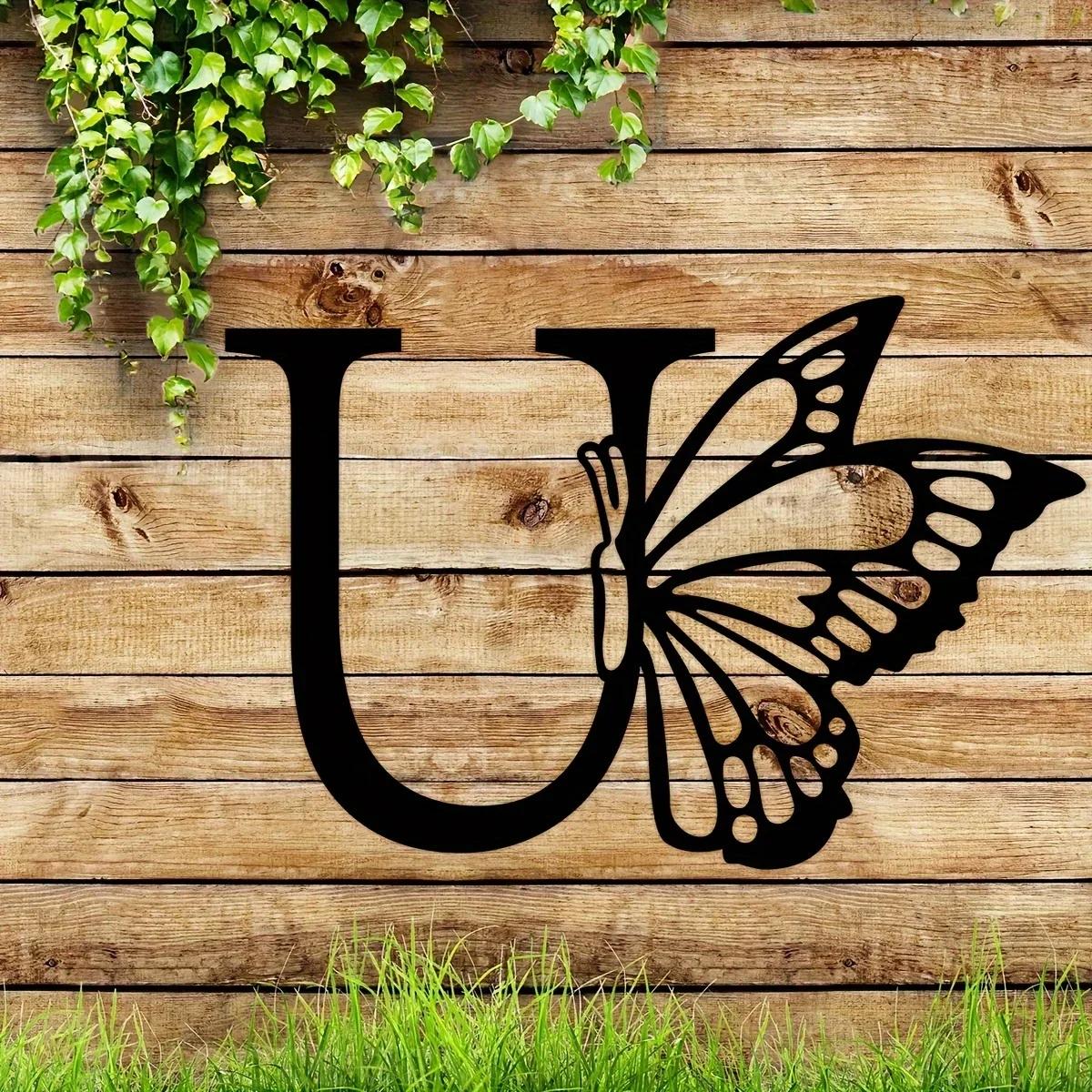 1 шт. Металлический знак с монограммой в виде бабочки - все буквы. Металлические — фото 16