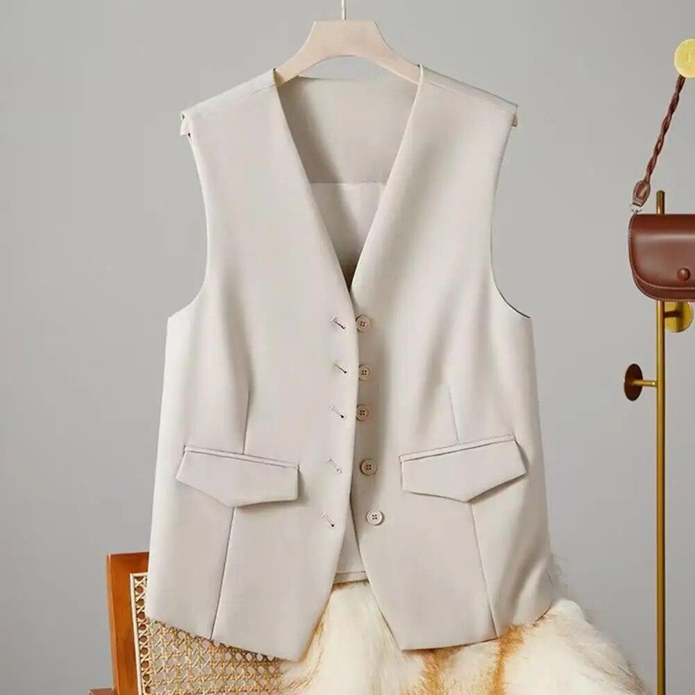 Damen Trachtenweste Mit V-Ausschnitt - Elegante Karierte Weste Mit Taschen