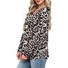 Spring and Autumn Women's Clothes European and American Slit V-neck Long Sleeve T-shirt Fashion Leopard Print Loose Top
