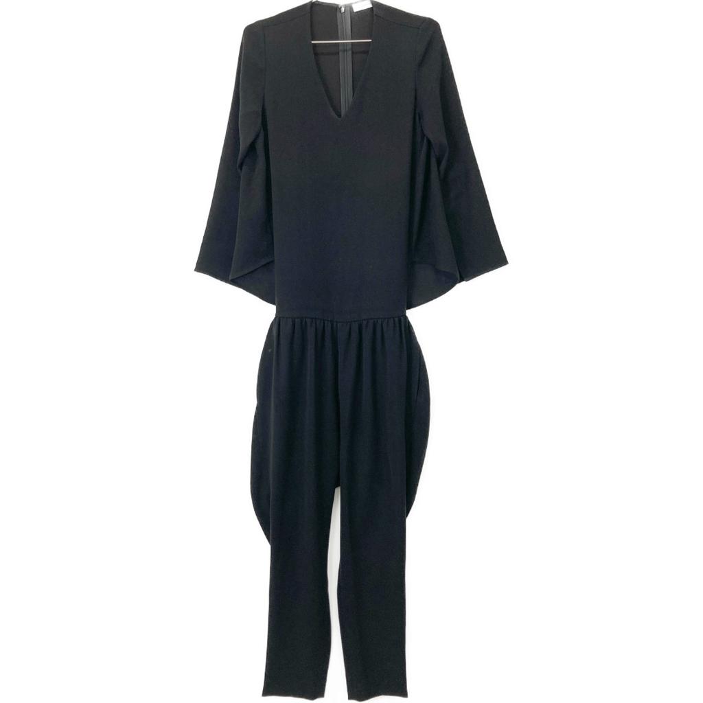 YOKOCHAN YCP-121-093 Black V-neck Petal Jumpsuit Suit Setup 36 blackUsed