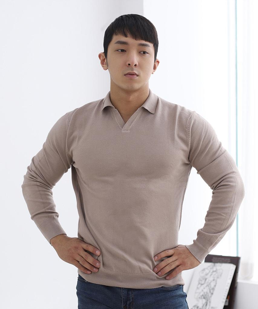 Bestfit Soft Muscle Fit Open Collar Neck Long Sleeve Knit (Type B)