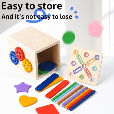 Montessori Children's Early Education Cognitive Teaching Aids Matching Sensory Coin Stick Wooden Building Block Educational Toys