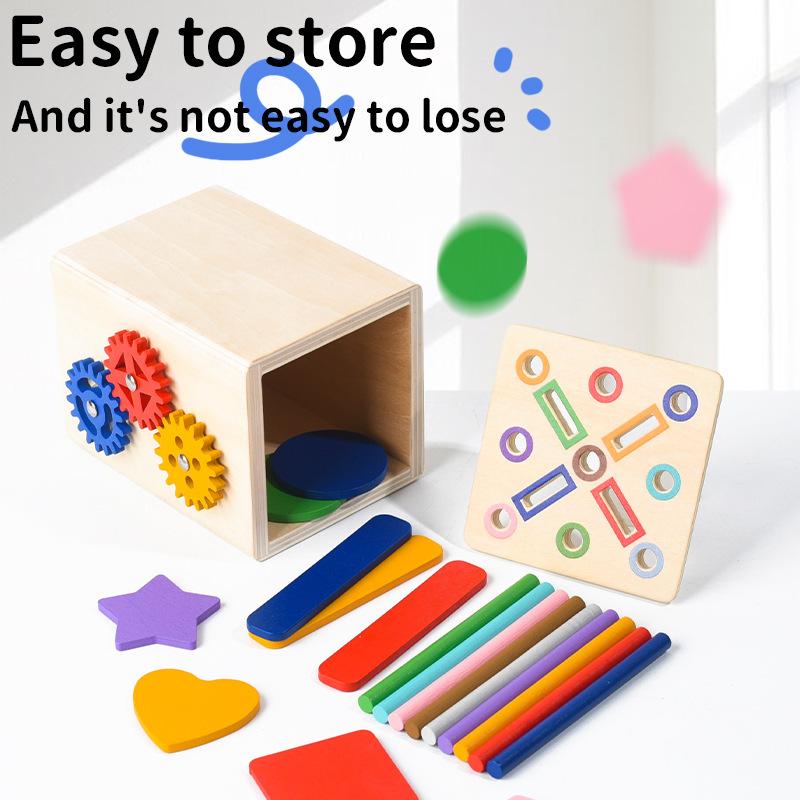 Montessori Children's Early Education Cognitive Teaching Aids Matching Sensory Coin Stick Wooden Building Block Educational Toys