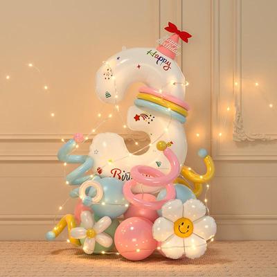 Baby's 3rd Birthday Photo Props: Number Balloons & Decorations