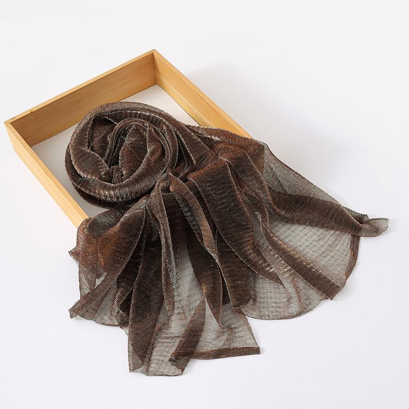 

Women Shimmer Hijabs Plain Scarf Stretch Yarn Crinkle Shawl Muslim Islamic Turban Glitter Solid Color Scarf Head Covering Wrap One Size