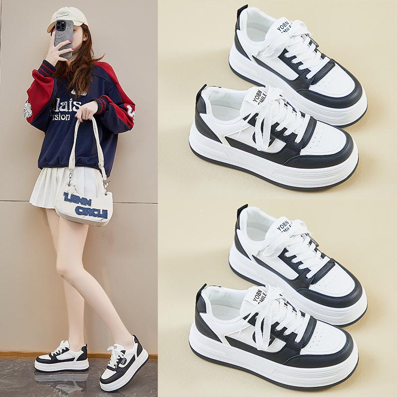 Spring student versatile little white board shoes women's fashion solid color bread shoes platform sole lightweight casual shoes