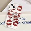 Simple Texts Full Screen Red Lip Print Phone Case For iPhone 17 AIR 16E 15 14 13 12 11 PRO MAX XSMAX XR 7 8 PLUS Y2K Matte Cover