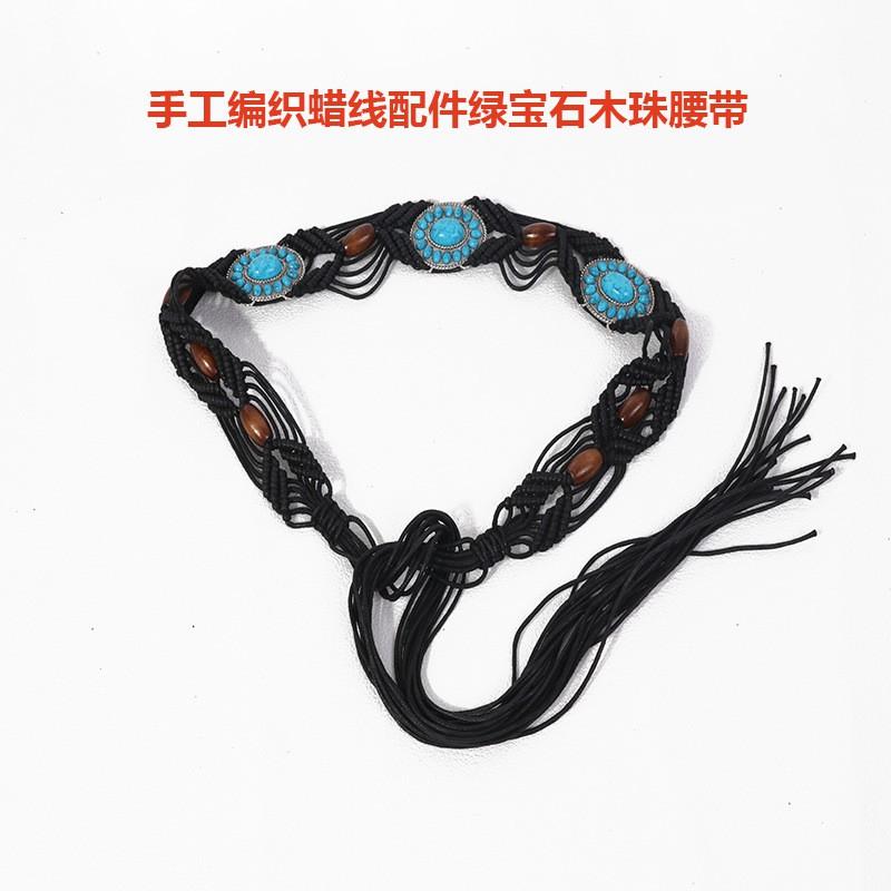 Handmade Bohemian Wax Cord Belt Women Adjustable Waist Chain Ethnic Style Wrap Dresses Tops
