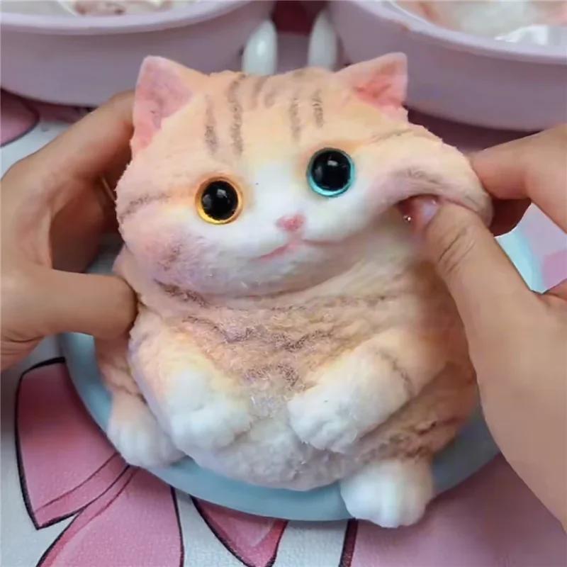Squishy Plush Cat Toy Non-Toxic Elastic Soft Squishy Squeeze Kawaii Tress Relax Heal Adhd Anxiety Relief Party Portable Gift