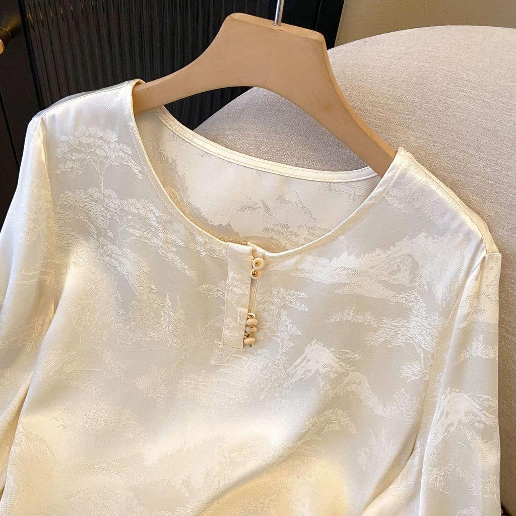 National Style Women's Long Sleeve Embroidered Layered Top - Spring New Design