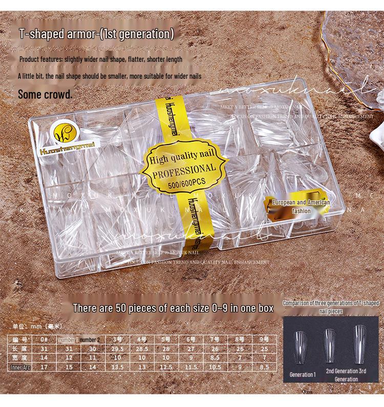 

Transparent Dual-Use Seamless Long Trapezoidal False Nails