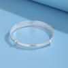 China-Chic National Style S990 Full Silver Bracelet Fu Word Bracelet Sterling Silver Women's Simple Temperament Silver Jewelry Queen's Day Gift