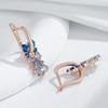 Shiny Blue Natural Zircon Drop Earrings For Women Trend  Rose Gold Color Bride Wedding Fine Jewelry Crystal Gift