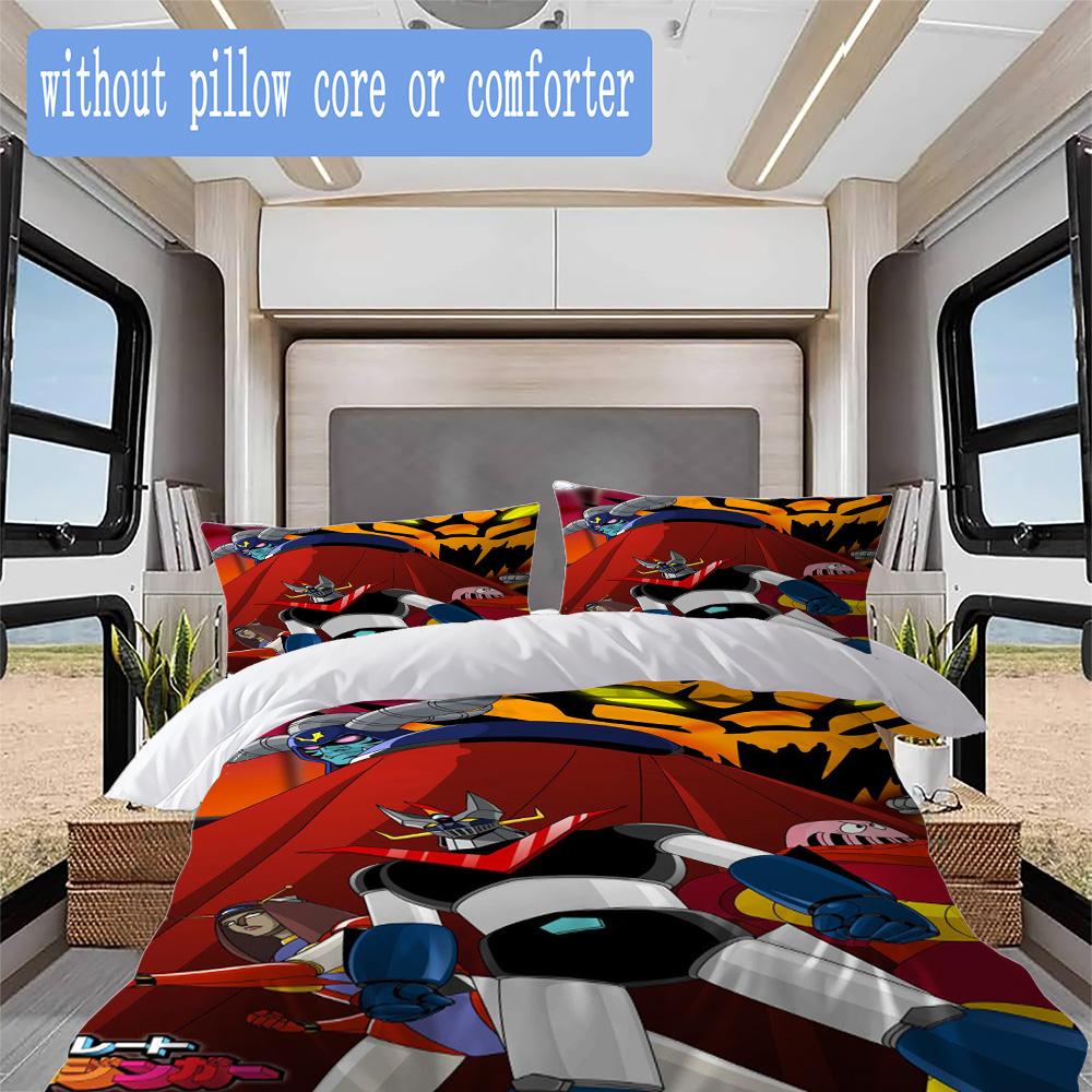 Retro Robot Pattern Bedding,Quilt Set Quilt Cover Pillowcase Home Birthday Gift (1*duvet Cover+2*pillowcase,without core)SSJT0917283
