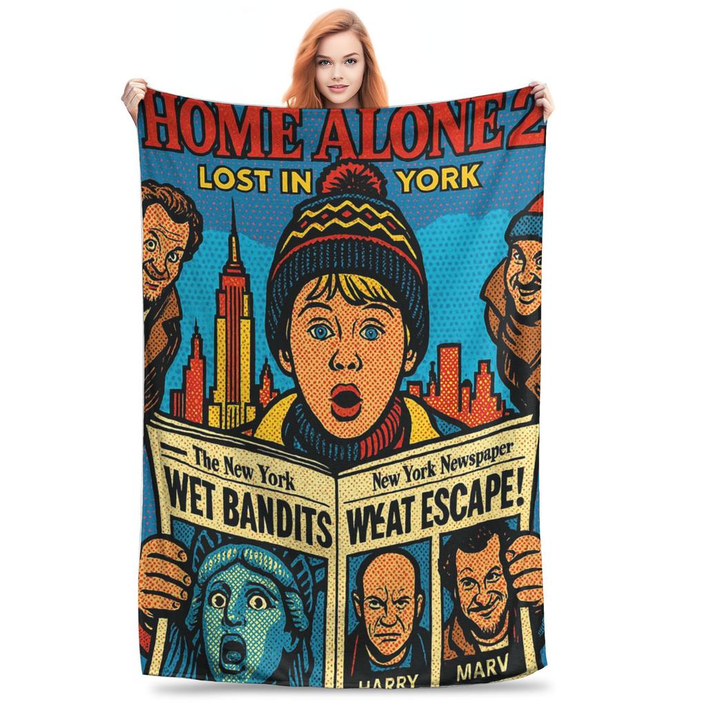 Flannel Throw Blanket Home - Comedy Film Home Alone Funny Warm Plush Blankets Soft Bedding for Bed Living Room Home Travel Couch
