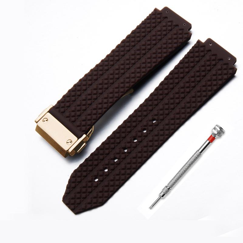 Cinturino in Gomma 25*19mm Per HUBLOT BIG BANG Silicone 17x25mm Impermeabile Cinturino da Uomo con Chiusura a Farfalla Strumento Cinturino Bracciale