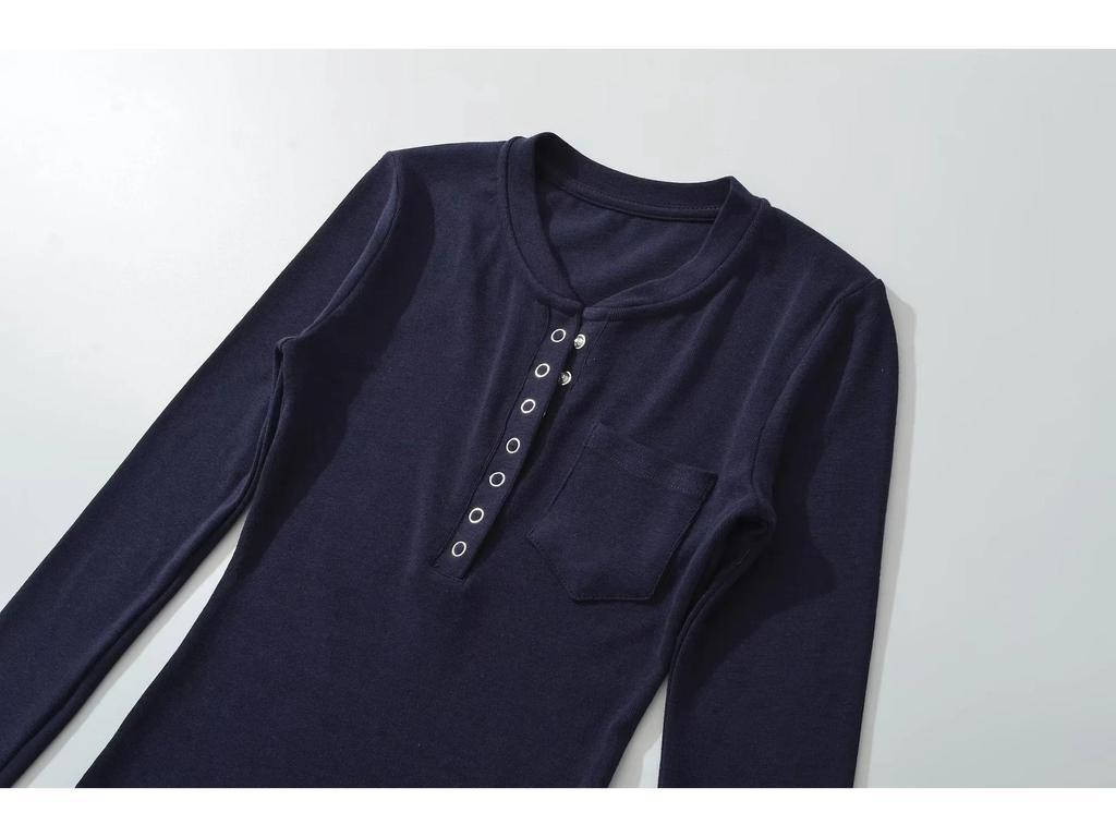 2025 Slim-Fit Women's Spicy Henley Long-Sleeve T-Shirt – Versatile, Flattering Base Layer