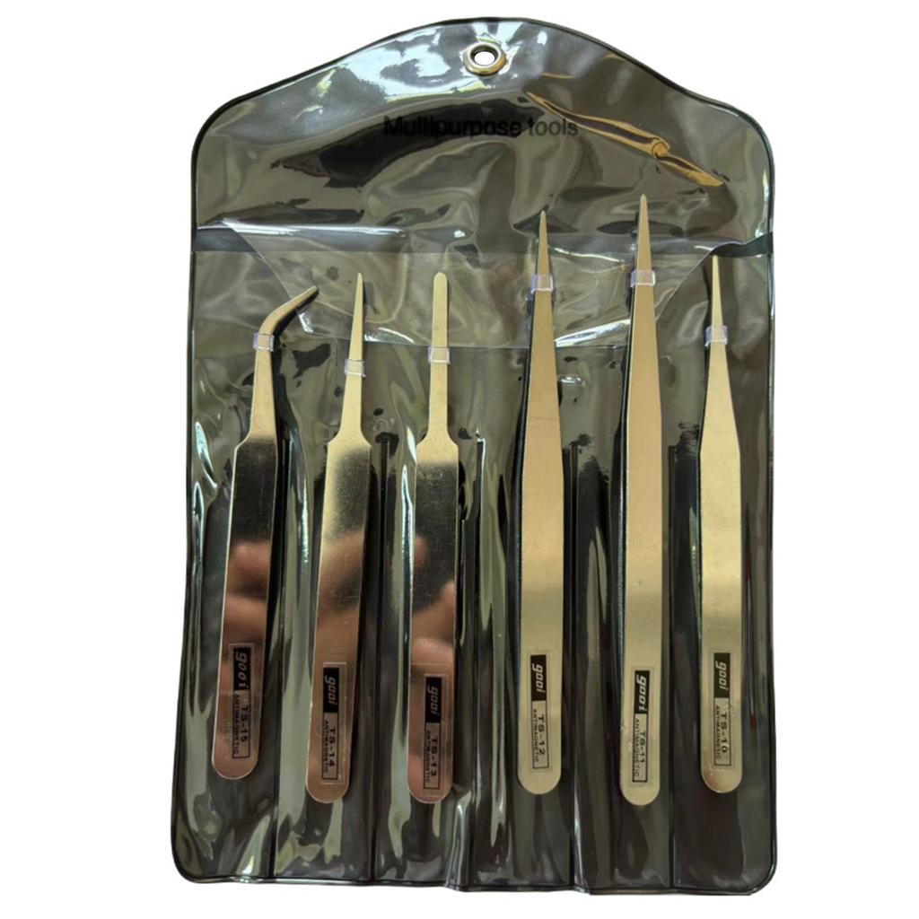 6Piece Stainless Steel Tweezers Bent Straight Tweezers For Fine Work In Crafts And Electronics