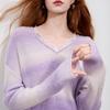 Sancai 2025 Autumn Gradient Striped V-Neck Sweater