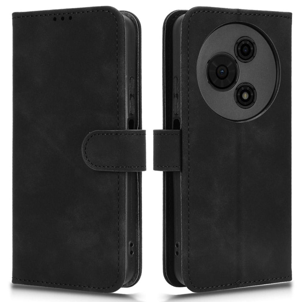 

For TCL 605 4G Leather Case Skin Feel Anti Drop Wallet Flip Phone Cover Black
