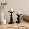 Decorative Candle Holder Vintage Holder Black Matte Pillar Holders