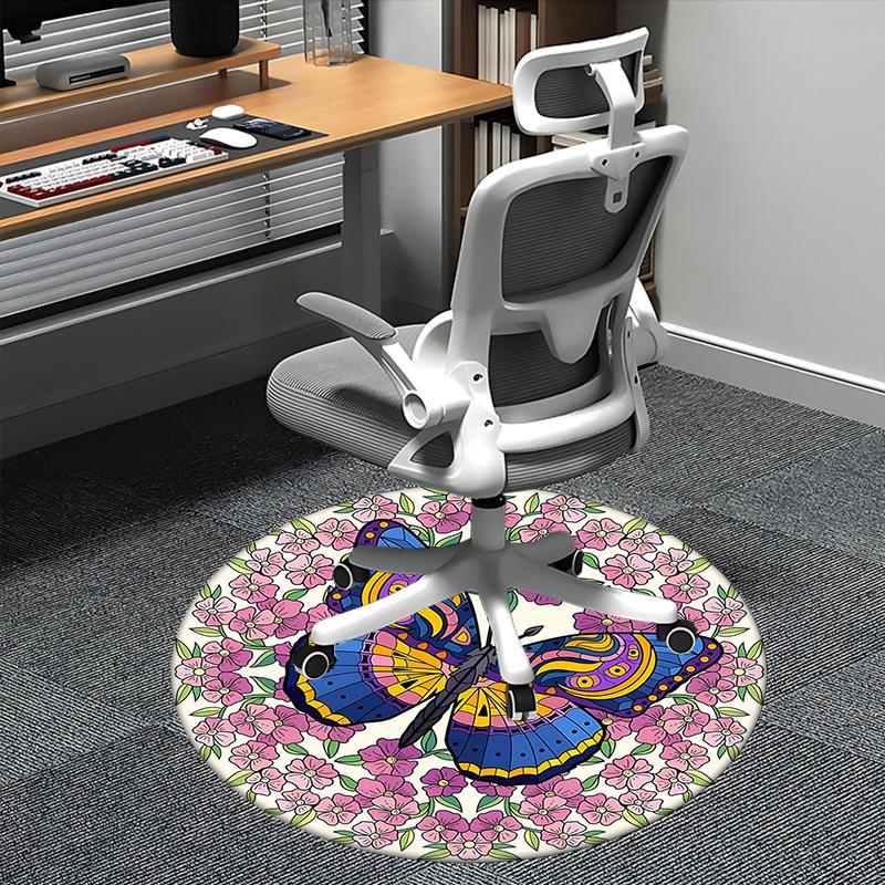 

Colorful Butterfly Chair Mat: Vibrant Floral Design for Home Decor, Office Carpet Gift, Suitable for Bedroom, Living Room, Various Rooms1118148a 80cm by 80cm