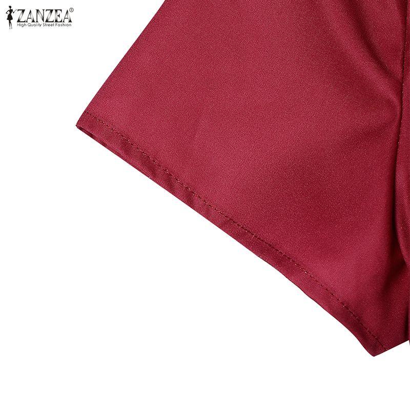 ZANZEA Women Elegant Square Collar Casual Short Sleeve Print Dress