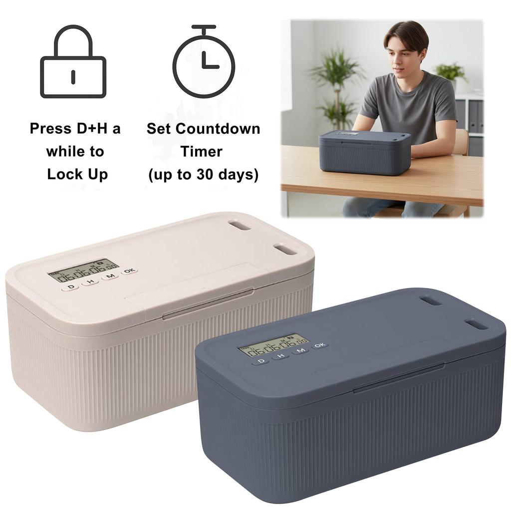 2.8L Timer Lock Boxe Electronic Multipurpose Lockable Storage Box with Combination Lock and Digital Timer Safe Storage Organizer