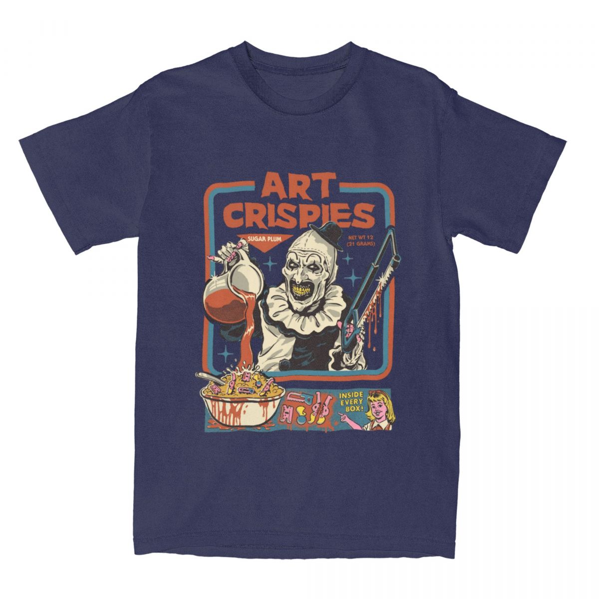 

Art Crispies Terrifier Clown Shirt Apparel Unisex Womens Pure Cotton Fashion Retro Horror Tee Shirt Clothes Graphic Printing 4XL