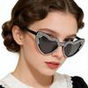 Heart Rhinestone Sunglasses Women Vintage Crystal Oversized Shades Fashion Party Y2K Aesthetic Festival Eyewear UV400 Trendy