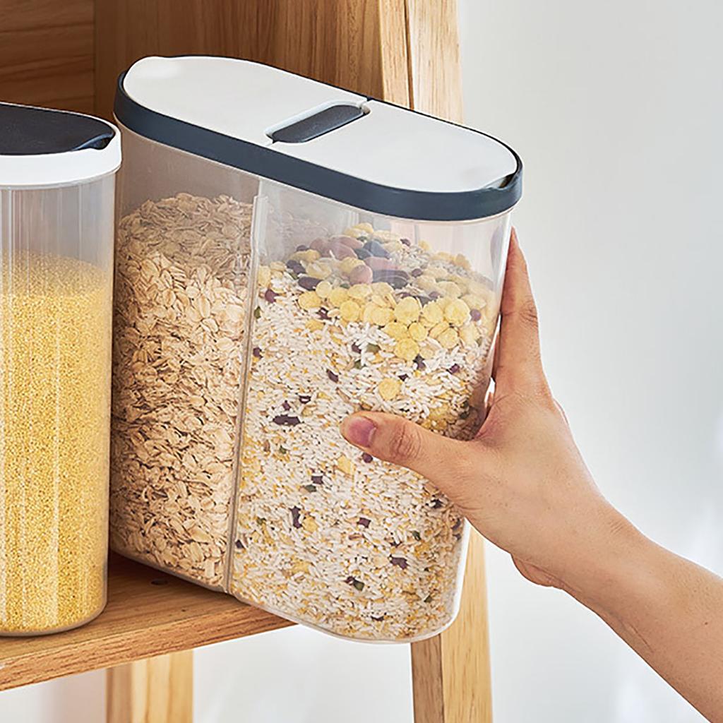 Cereal Container Plastic Space Saving Divided Storage Airtight Food Storage Containers for Kitchen