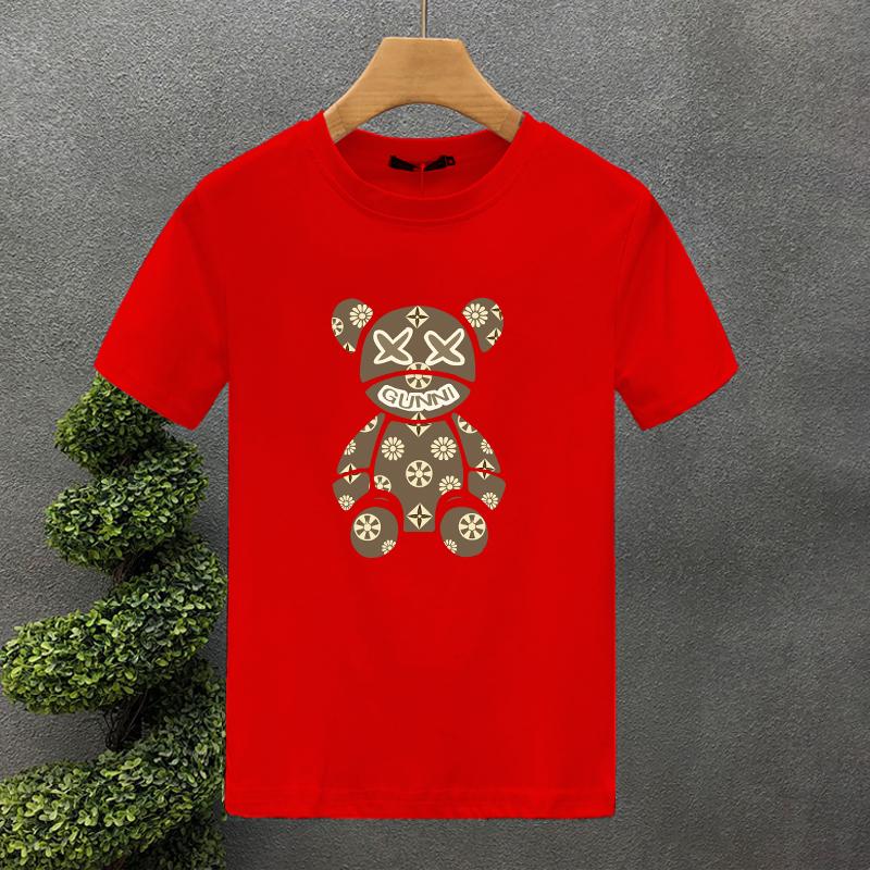 New Design High Quality Luxury Brand Bear Printing Clothing T-Shirt Harajuku 100% Cotton For Men's O-Neck Short Sleeve Top Tees
