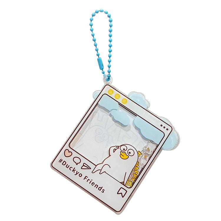 Kleiner Liu Ente Schlüsselanhänger kreativ Acryl Schaukelmusik niedliches Dekompressionsspielzeug Schlüsselring Kette Schultaschenanhänger