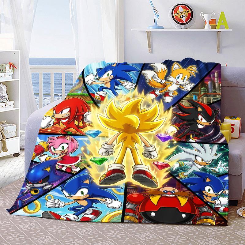 Sonic Cozy Throw Blanket Flannel Soft Warm Lightweight Blanket for Bed Sofa Home Decor -QJY