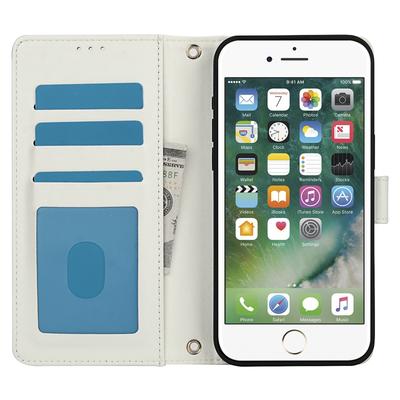 SY-003 For iPhone 16e Case PU Leather Stand View Phone Wallet Cover with Hand Strap