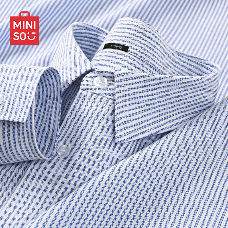 MINISO Men s Long Sleeve Striped Lapel Shirt M