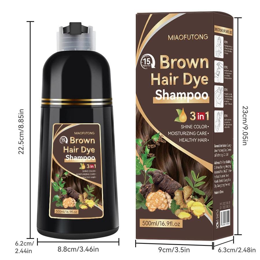 Brown Hair Dye Shampoo 3 In 1 , Moisturize, Nourish, Natural Ginger Formula
