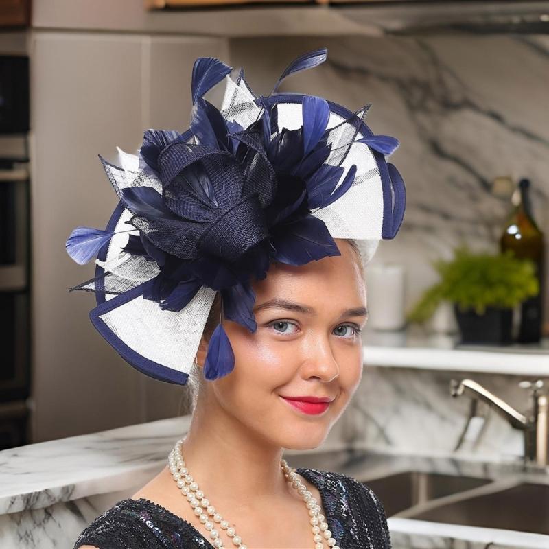 Vintage Fascinator Women Headbands Flower Teas Party Headwear Romantics Handmade for Weddings and Parties