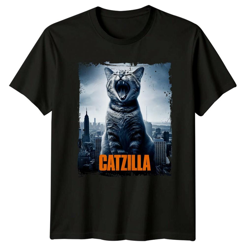 Catzilla TShirt Parody Cat Graphic Tee Mens Womens Unisex T-Shirt M
