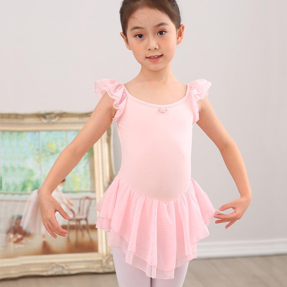 Short Sleeve Gymnastics Leotards Cotton Ballet Bodysuits Fashion Dancewear Kids Girls