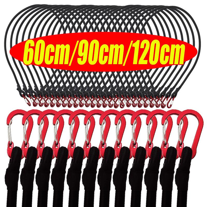 Pack 8mm Bungee Cord with Hooks for Camping Luggage Bicycle Cargo Adjustable Elastic Strap Multipurpose Tie Down Utility Rope