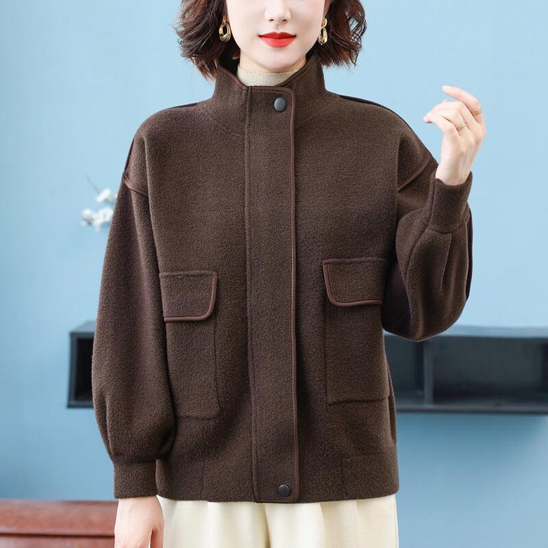 Datang Furen Women's Autumn Stand-Collar Thickened Wool-Blend Short Jacket