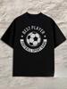 European Sizes Best Player Football Theme Printed T-Shirt Men's Top Elegant Black Casual Dress Suitable for Office, Dating and Summer Day