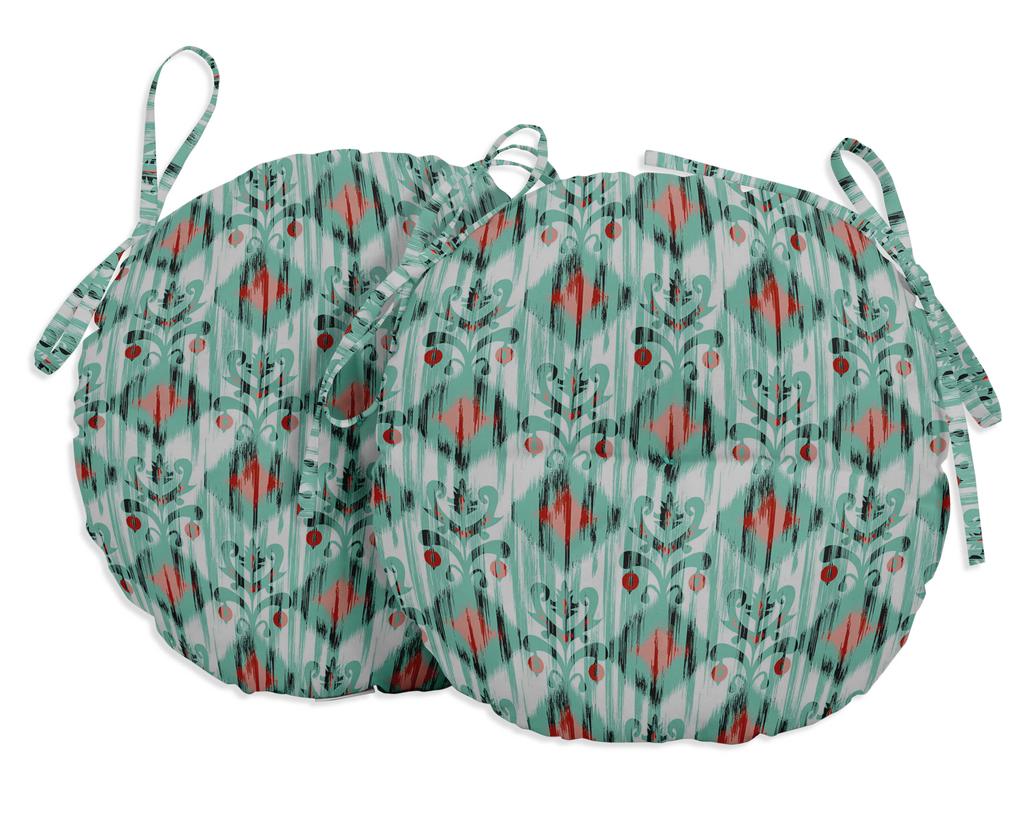 Vargottam Indoor Outdoor Round Bistro Chair Cushions Block Print 15-Inch Bistro Chair Pads Waterproof Seat Chair Cushion For Home