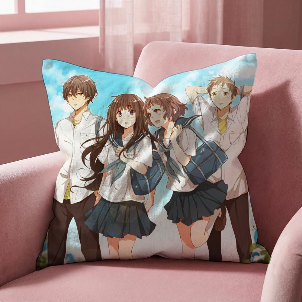 Anime H-HyoukaS Cushion Cover Multi-Scene Pillow Cover for Home & Car - Reversible, Soft & Durable for Daily Use