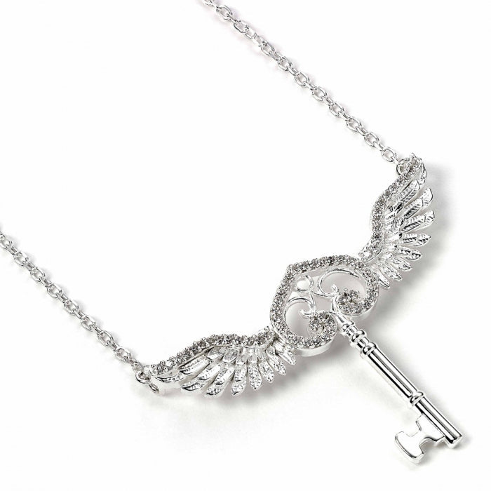 HARRY POTTER Sterling Silver Flying Key Necklace with Crystal Elements