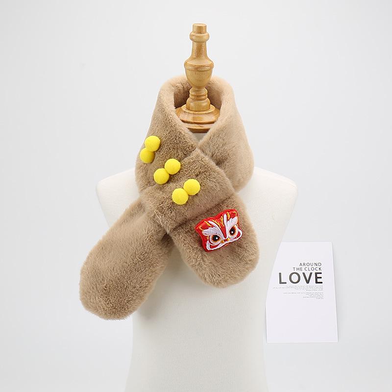 Children's Versatile Red Winter Scarf: Chinese New Year Style Plush Neck Gaiter for Boys and Girls