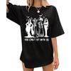 Oversized Ghoul Gang T-Shirt Women You Can't Sit with Us Vintage Goth Queen Graphic Tshirt Halloween Party Fall Top