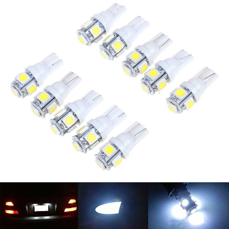 10Pcs White T10 Wedge 5-Smd 5050 5W5 Led License Plate Bulbs Indicator Light