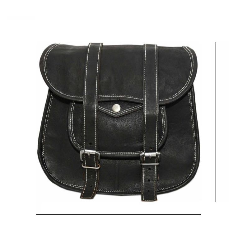 2pcs Motorcycle Bicycle Leather Saddle Bags | Handmade Vintage Panniers | Side Luggage for Bikes & Cruisers